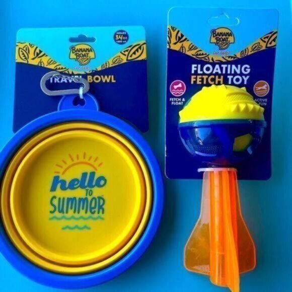 NWT - Banana Boat Pet Floating Swim Toy and Travel Water Bowl - Picture 1 of 6